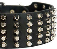 3 In Wide Leather Collar with Pyramids for Large Dogs