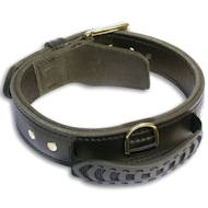Agitation Leather dog collar with handle for large dog breeds Agitation Leather dog collar with handle for large dog breeds