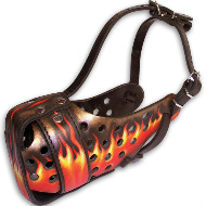 Hand painted leather dog muzzle Flame Hand painted leather dog muzzle Flame