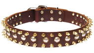 Special Leather Dog Collar with 3 Rows Spikes and Studded S57 Special Leather Dog Collar with 3 Rows Spikes and Studded S57