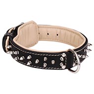 Leather Dog Collar for Large Dogs for Sale, with Nickel Spikes