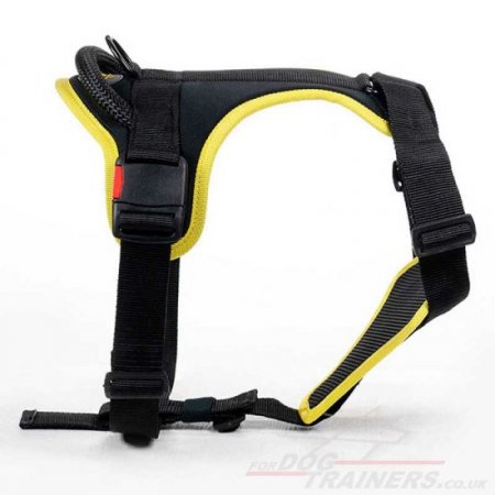NEW! Soft Padded Nylon Dog Chest Harness with Handle Yellow