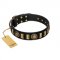 "Lion’s Pride" Durable Black Real Leather Dog Collar FDT Artisan