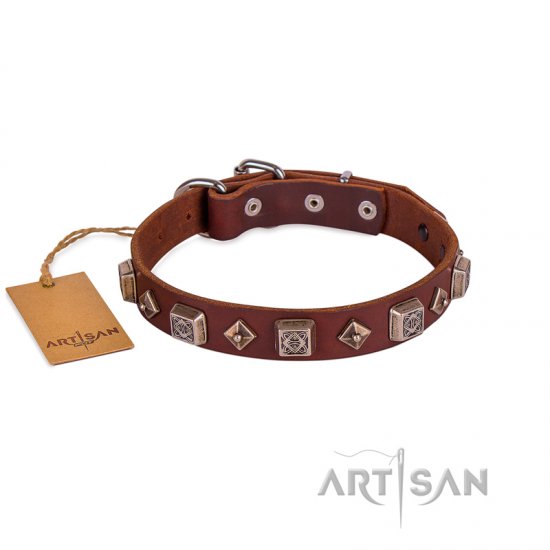 Brown Handmade Strong Dog Collar FDT Artisan For Dog’s Reliable Control