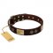 "Bow-Wow Effect" FDT Artisan Brown Leather Dog Collar With Old Bronze-Like Adornment