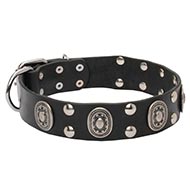 Designer Dog Collars with Vintage Medals&Studs, Dog Fashion